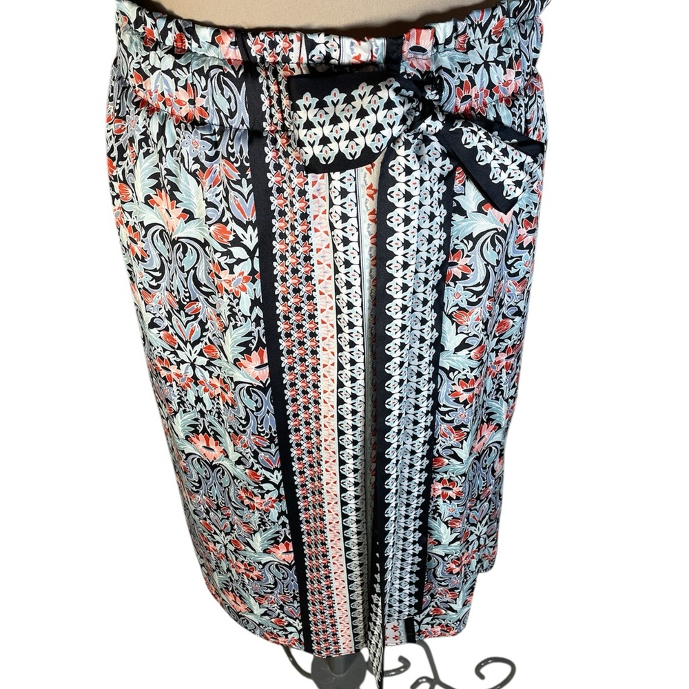 LOFT Floral Faux Wrap Skirt Blue, Pink, Mint Green Patterned, Size Small - Picture 2 of 6